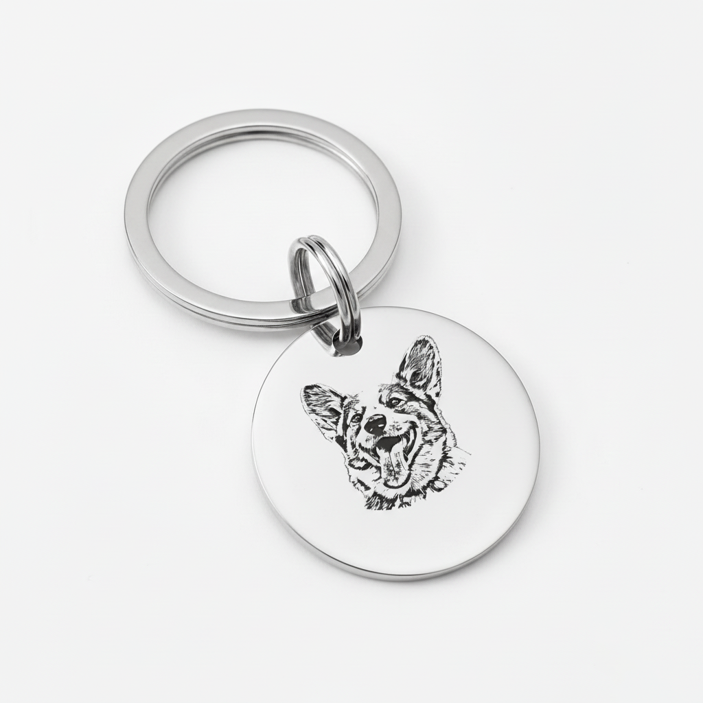 Custom Pet Portrait & Name Keychain – Personalized Pet Memorial