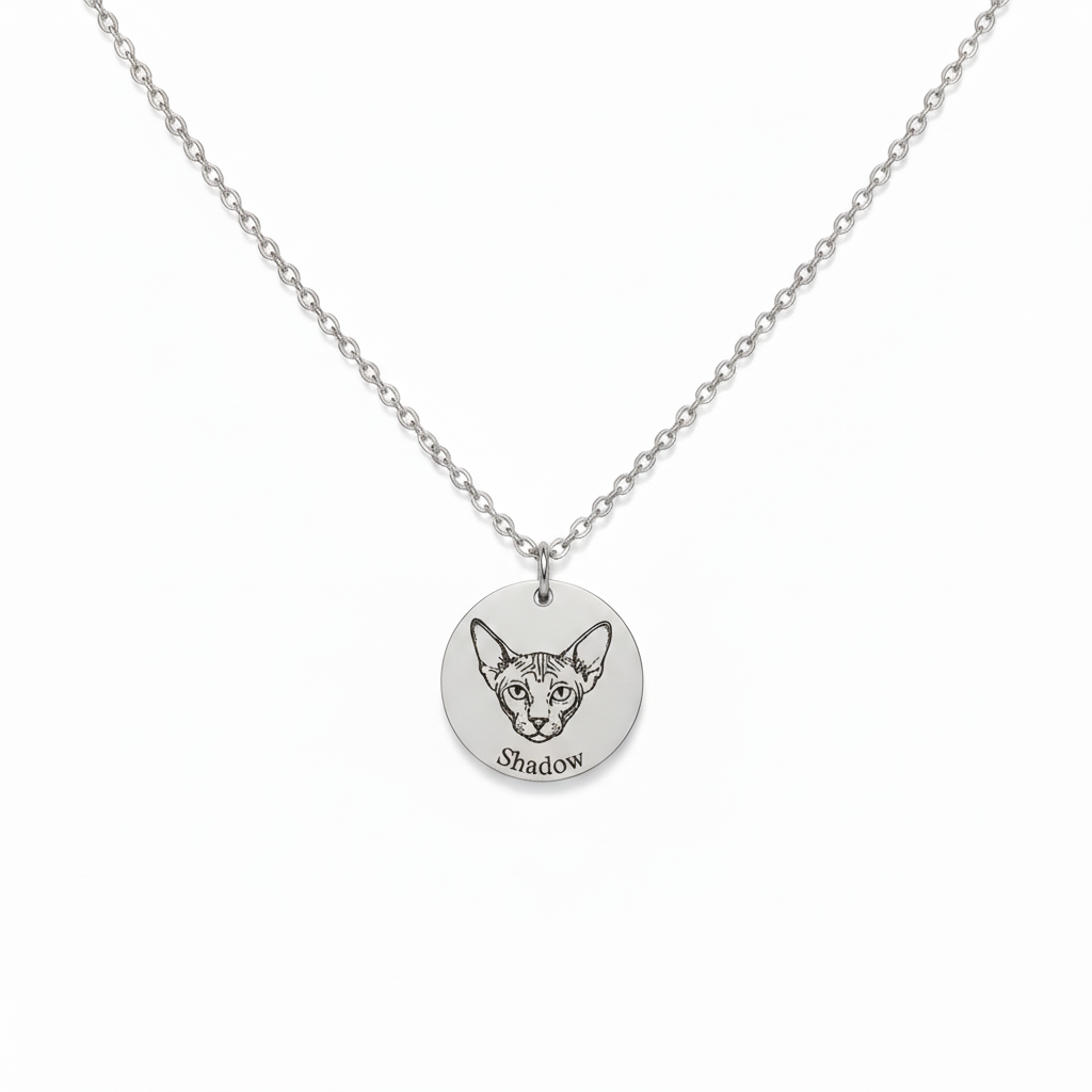 Custom Pet Portrait & Name Necklace – Personalized Pet Memorial