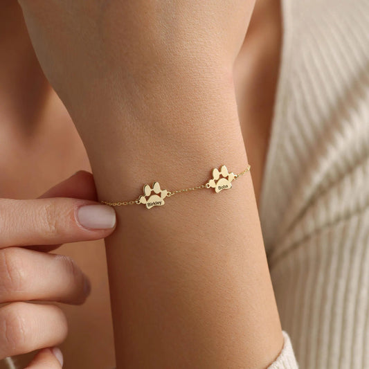 Custom Paw Name Bracelet – Personalized Pet Memorial