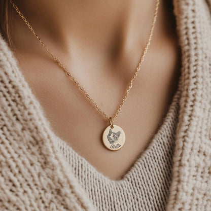 Custom Pet Portrait & Name Necklace – Personalized Pet Memorial