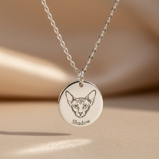 Custom Pet Portrait & Name Necklace – Personalized Pet Memorial