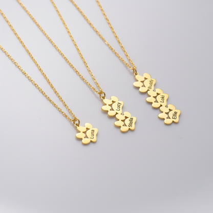 Multi-Pet Paw Name Necklace – Custom Paw Print Pendant with 1–3 Engraved Pet Names