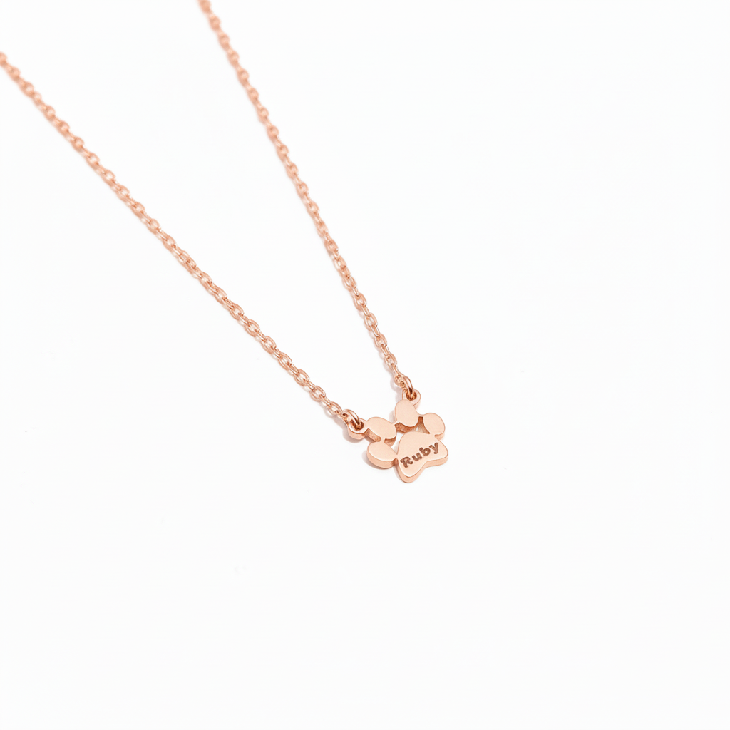 Custom Paw with Name Necklace – Personalized Pet Memorial