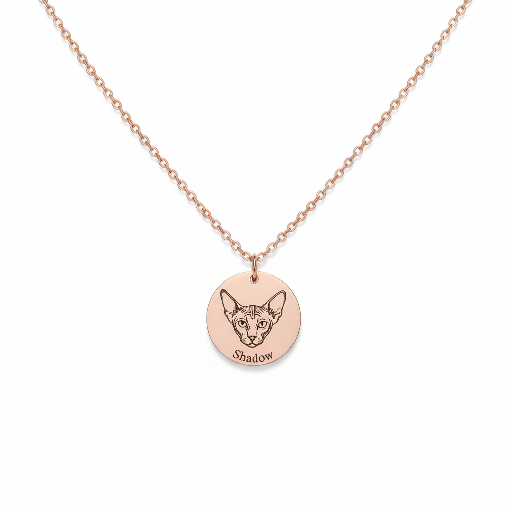 Custom Pet Portrait & Name Necklace – Personalized Pet Memorial