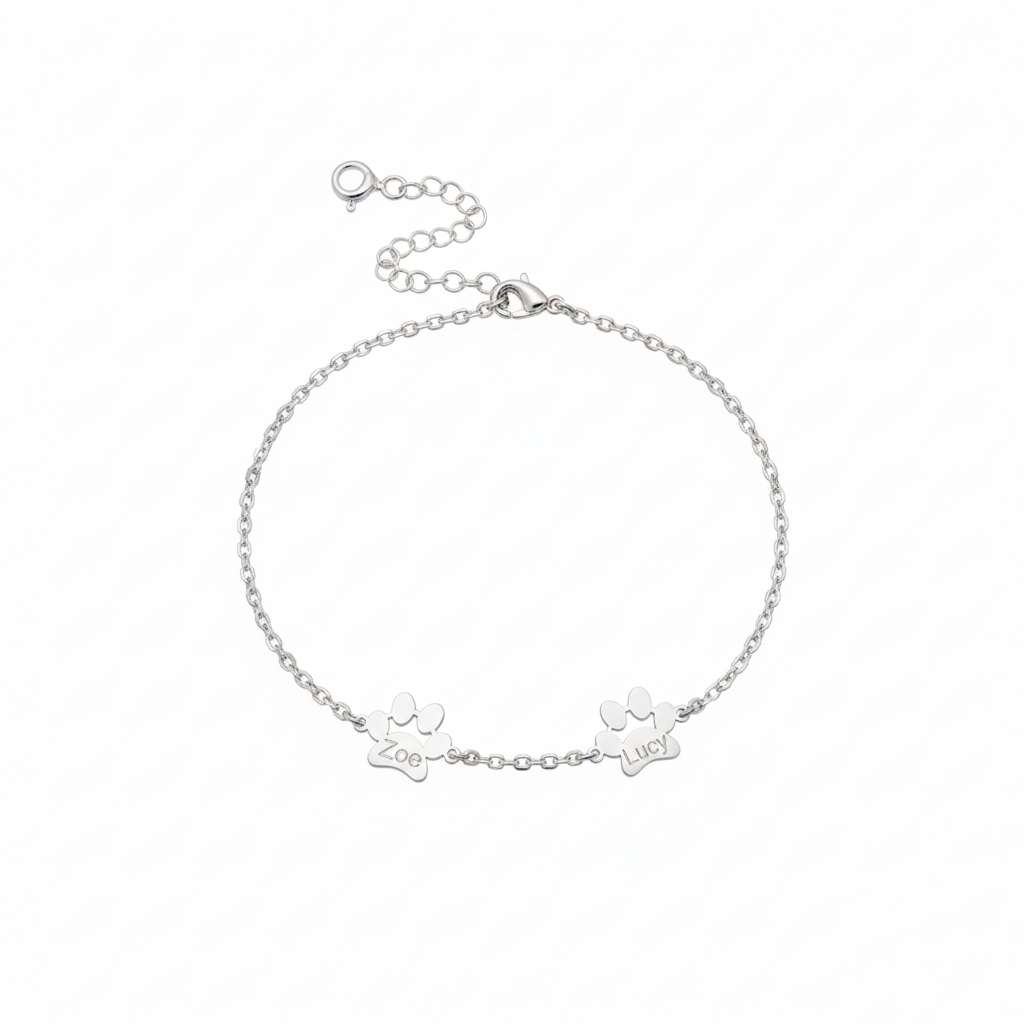 Custom Paw Name Bracelet – Personalized Pet Memorial