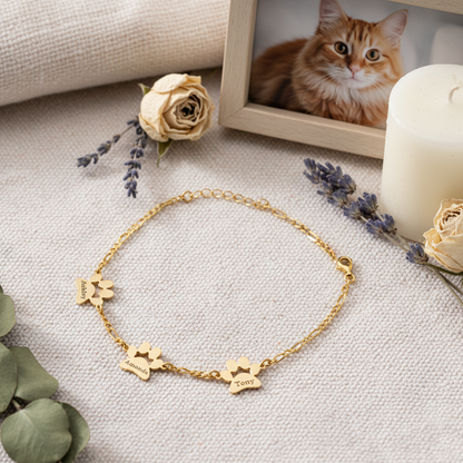 Custom Paw Name Bracelet – Personalized Pet Memorial