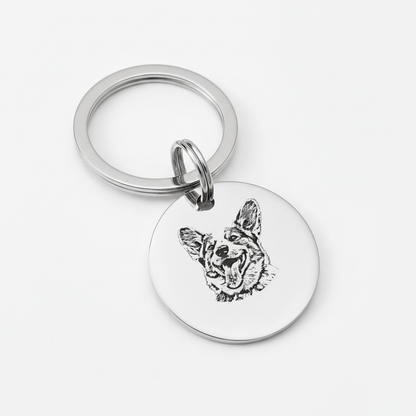 Custom Pet Portrait & Name Keychain – Personalized Pet Memorial