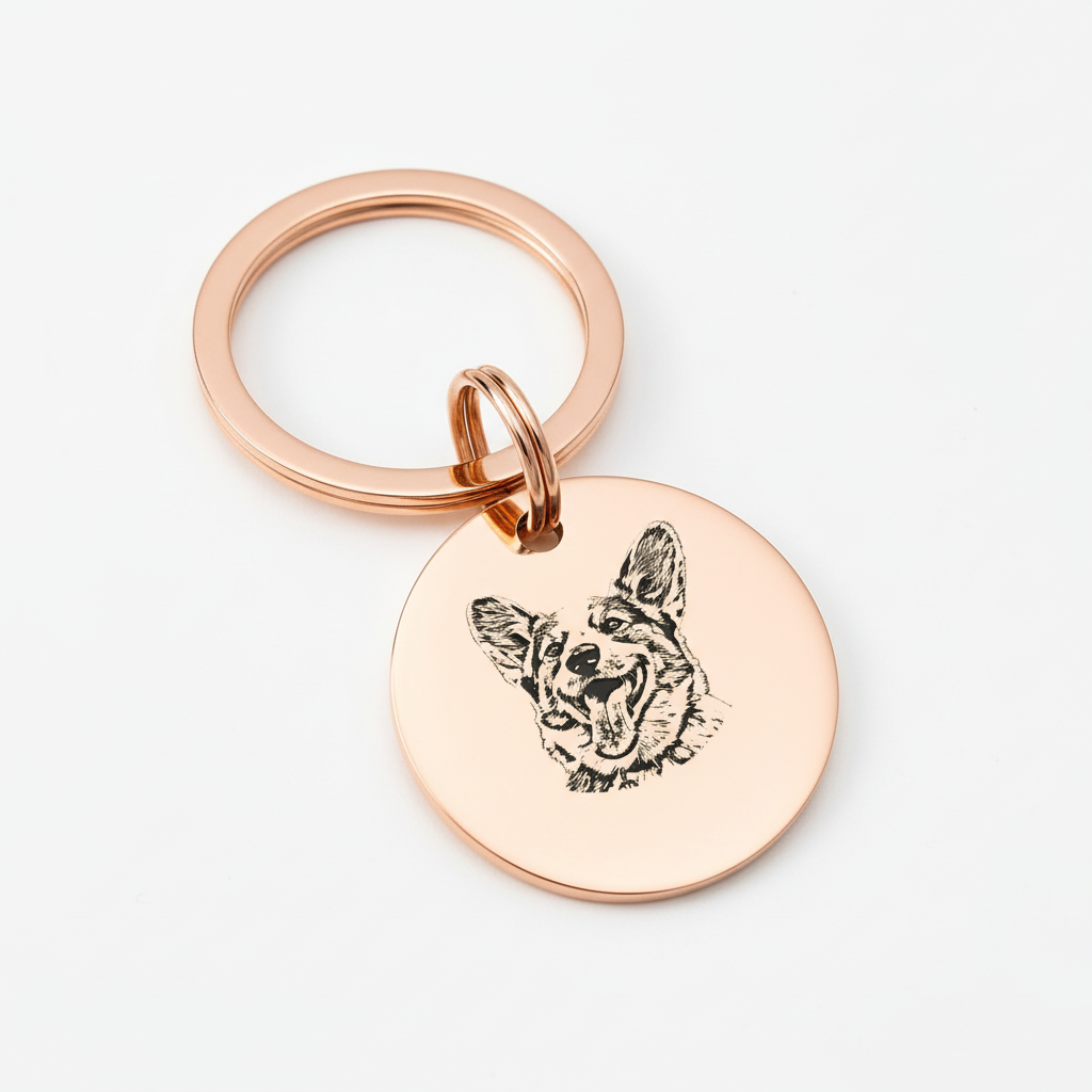 Custom Pet Portrait & Name Keychain – Personalized Pet Memorial