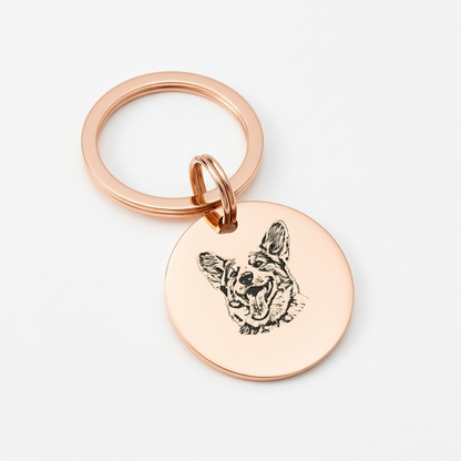 Custom Pet Portrait & Name Keychain – Personalized Pet Memorial