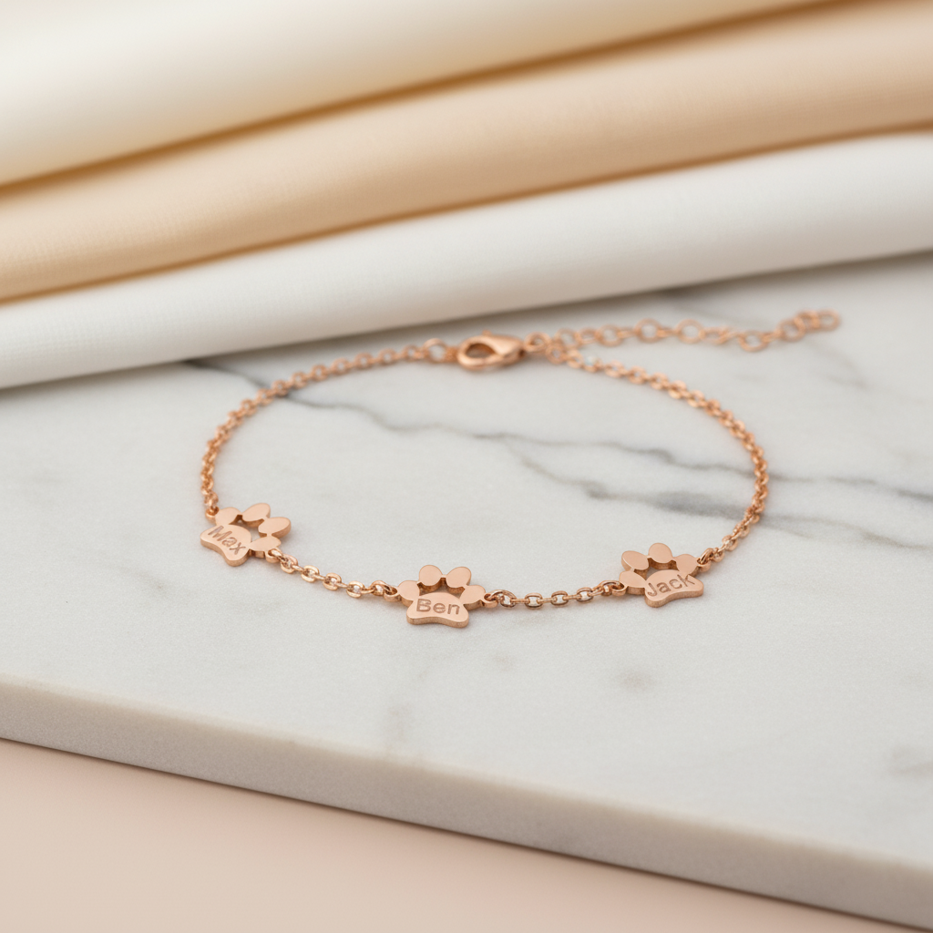 Custom Paw Name Bracelet – Personalized Pet Memorial