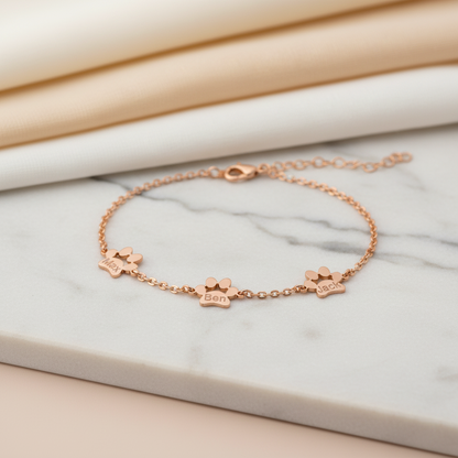 Custom Paw Name Bracelet – Personalized Pet Memorial