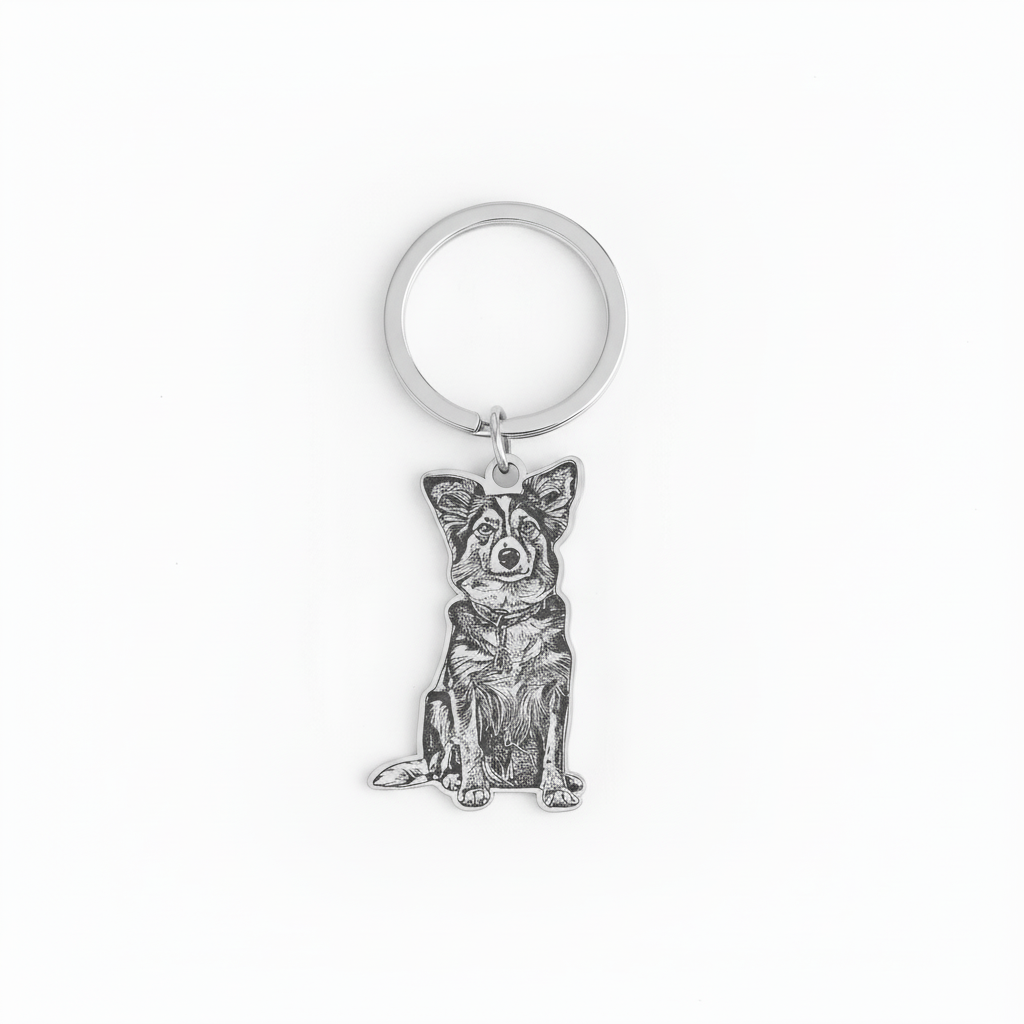 Custom Pet Outline & Name Keychain – Personalized Pet Memorial