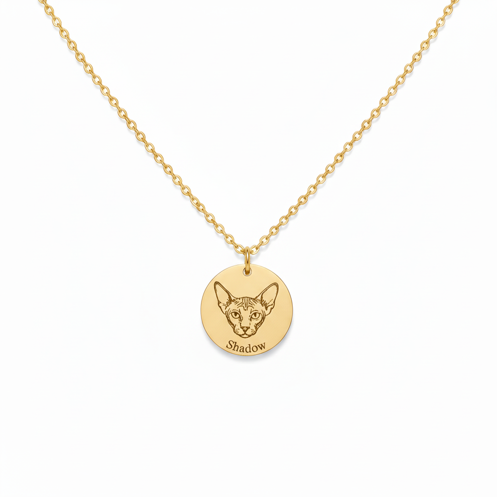 Custom Pet Portrait & Name Necklace – Personalized Pet Memorial