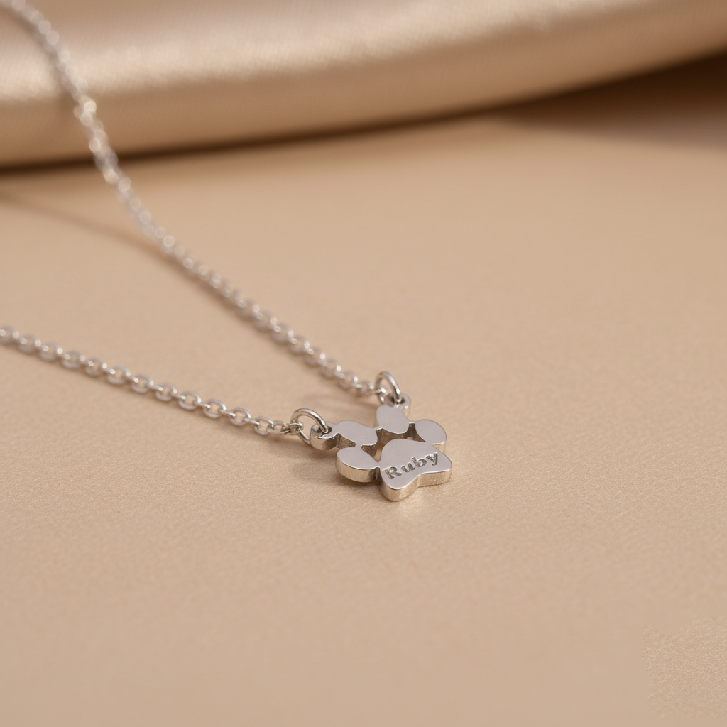 Custom Paw with Name Necklace – Personalized Pet Memorial