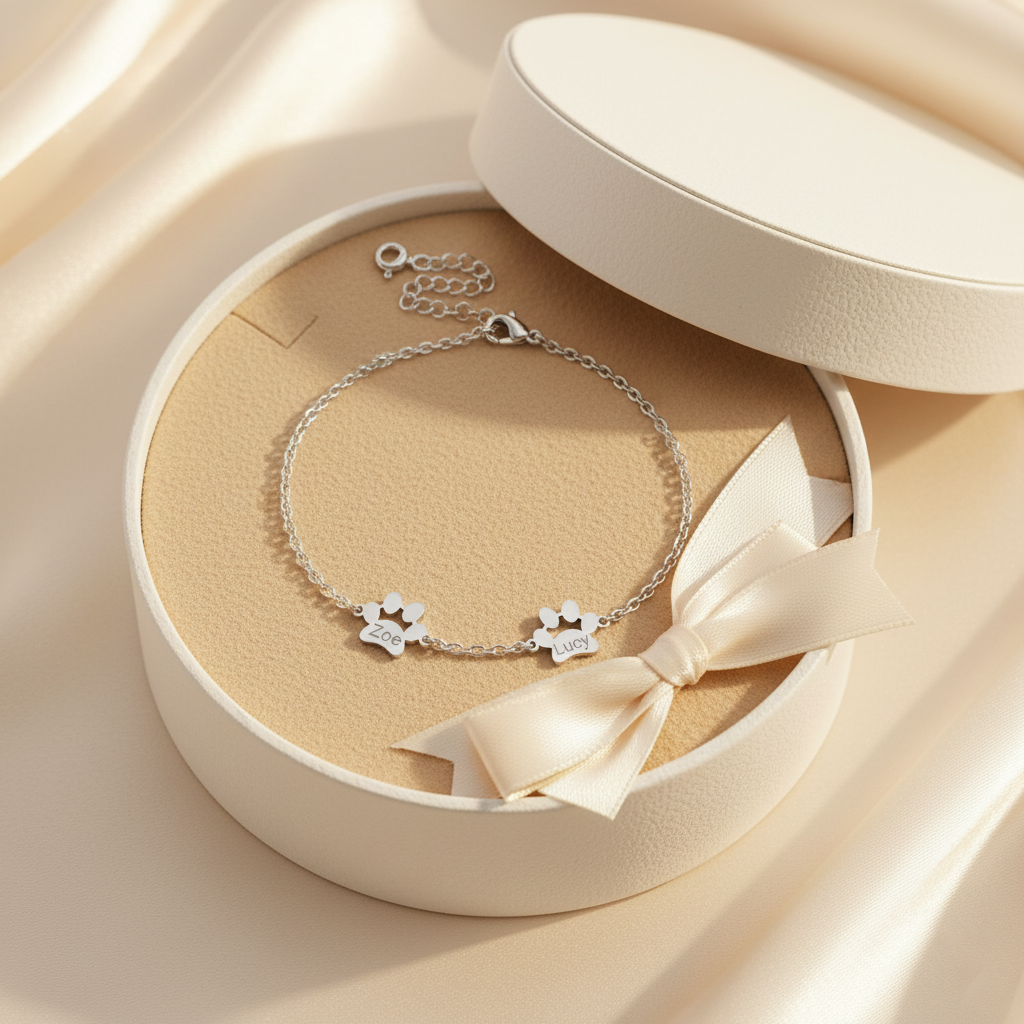 Custom Paw Name Bracelet – Personalized Pet Memorial