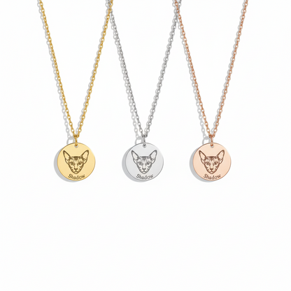 Custom Pet Portrait & Name Necklace – Personalized Pet Memorial