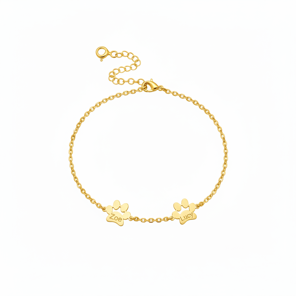 Custom Paw Name Bracelet – Personalized Pet Memorial