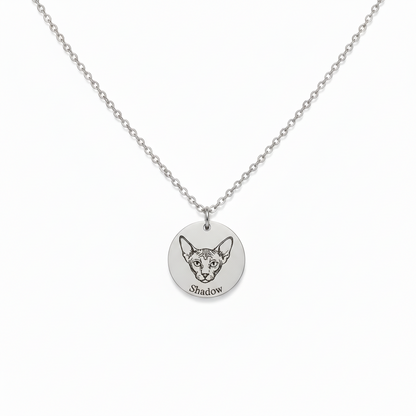 Custom Pet Portrait & Name Necklace – Personalized Pet Memorial