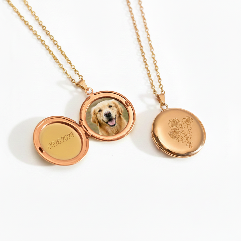 Custom Pet Photo Necklace – Personalized Engraved Pendant with Pet’s Picture & Name