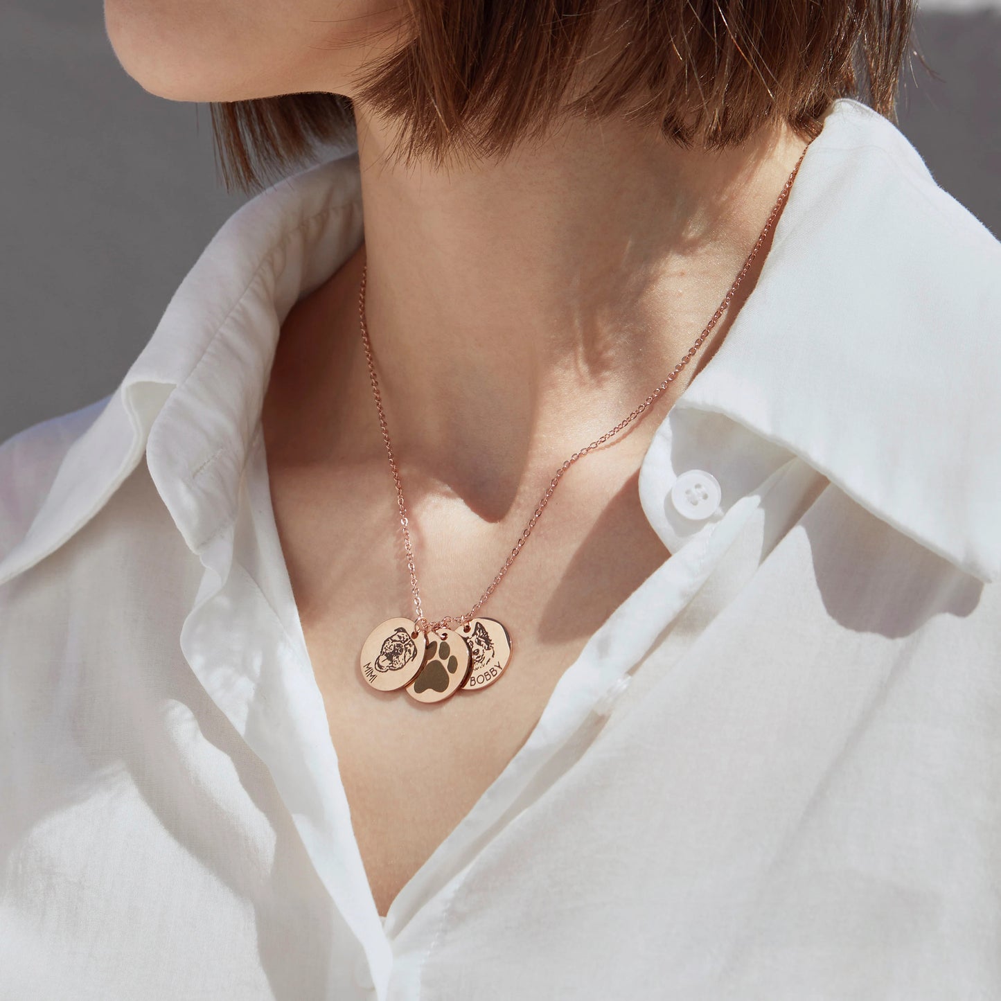 Custom Pet Portrait & Name Necklace – Personalized Pet Memorial