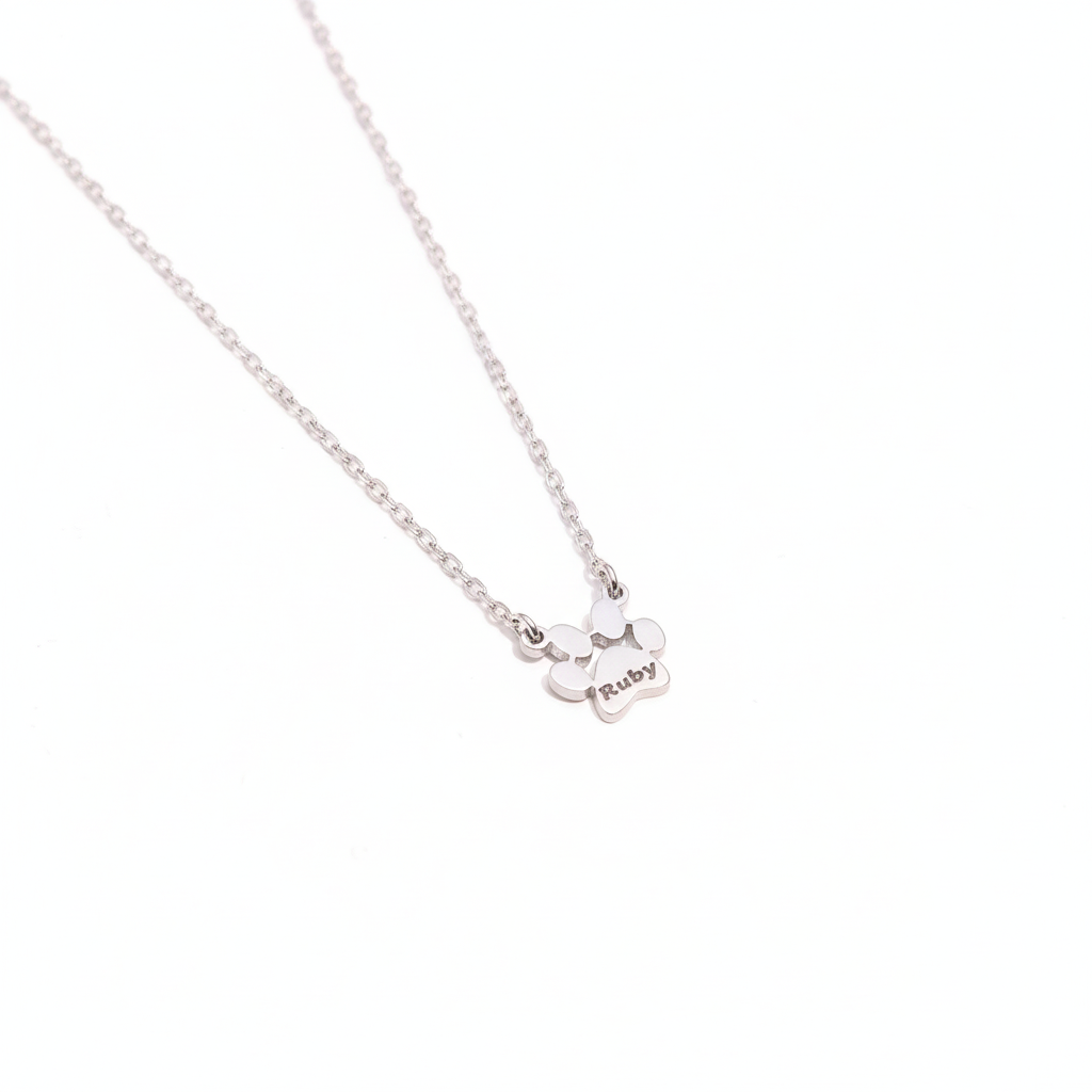 Custom Paw with Name Necklace – Personalized Pet Memorial