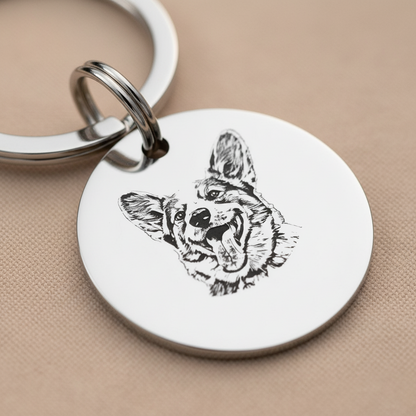 Custom Pet Portrait & Name Keychain – Personalized Pet Memorial