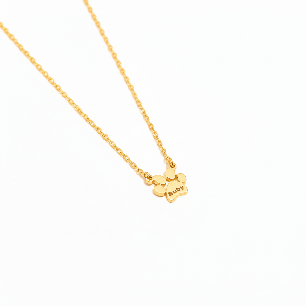Custom Paw with Name Necklace – Personalized Pet Memorial