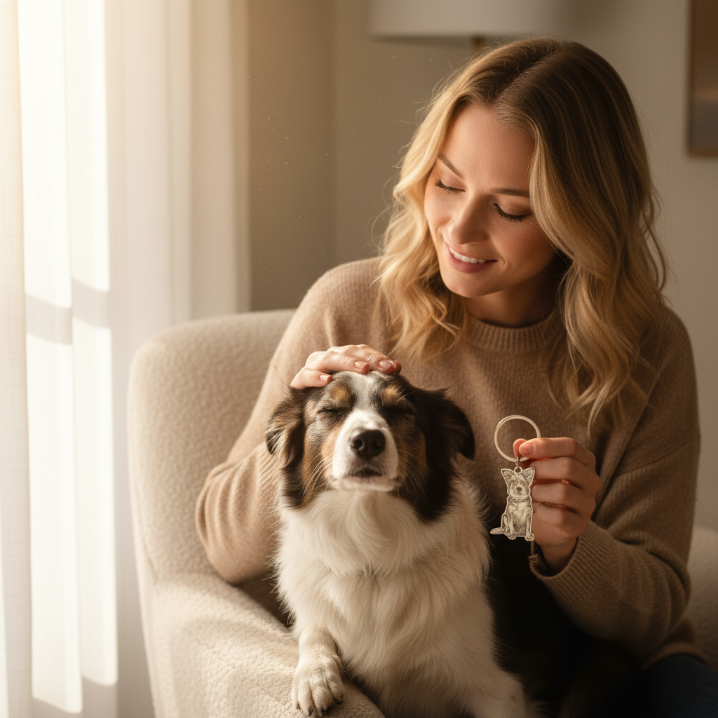 Custom Pet Outline & Name Keychain – Personalized Pet Memorial