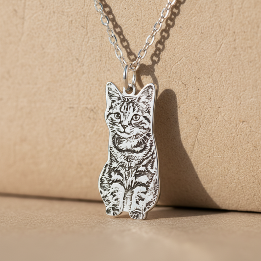 Custom Pet Outline & Name Necklace – Personalized Pet Memorial