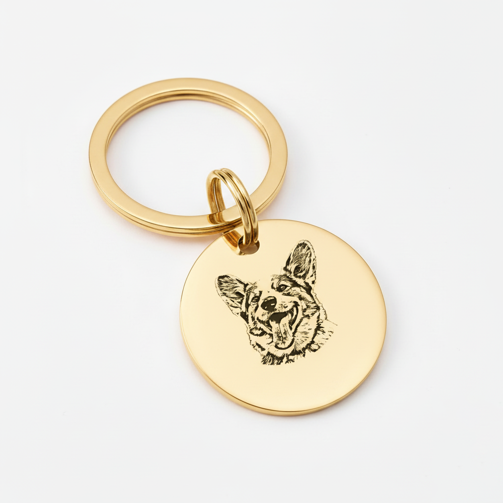 Custom Pet Portrait & Name Keychain – Personalized Pet Memorial
