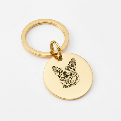 Custom Pet Portrait & Name Keychain – Personalized Pet Memorial