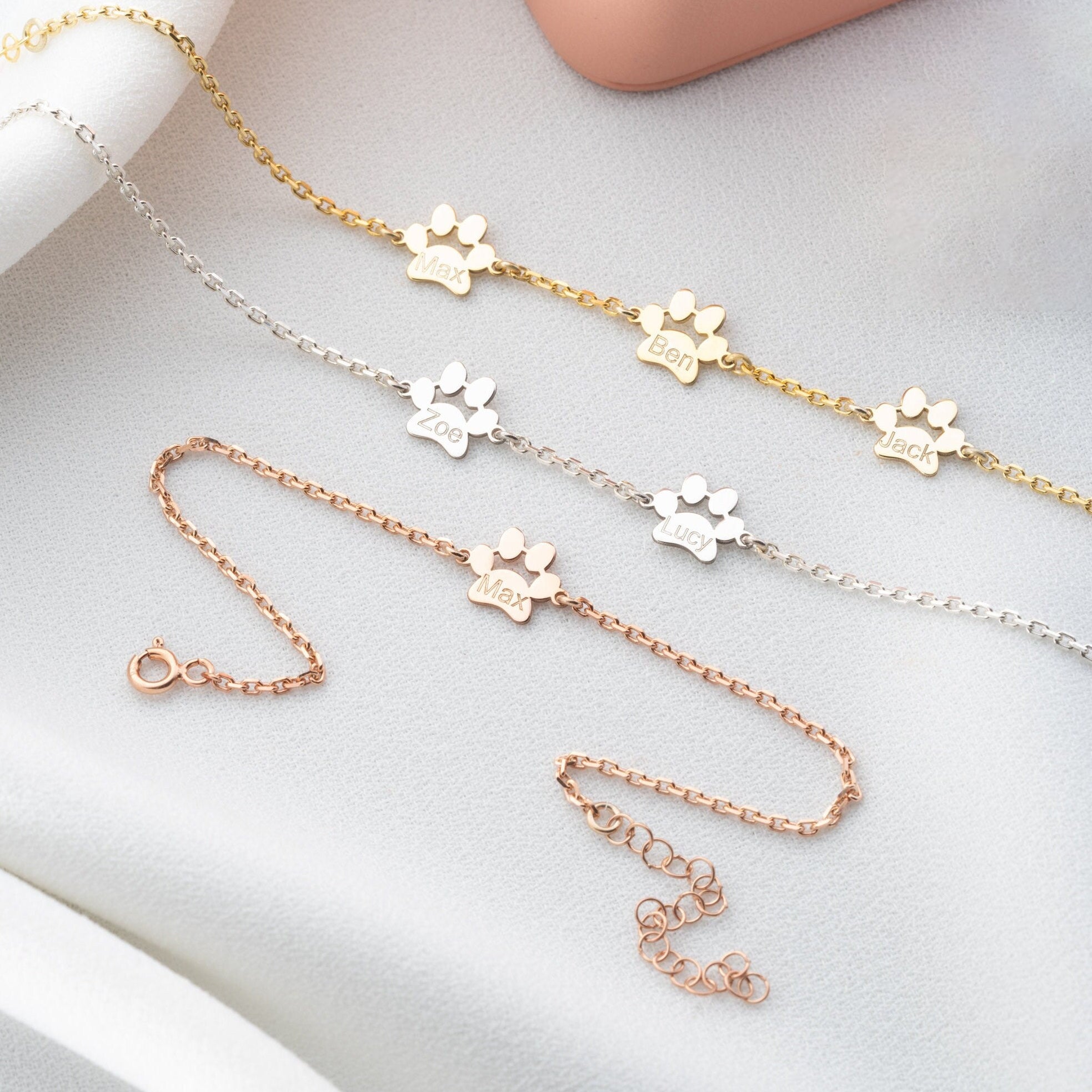 Custom Paw Name Bracelet – Personalized Pet Memorial