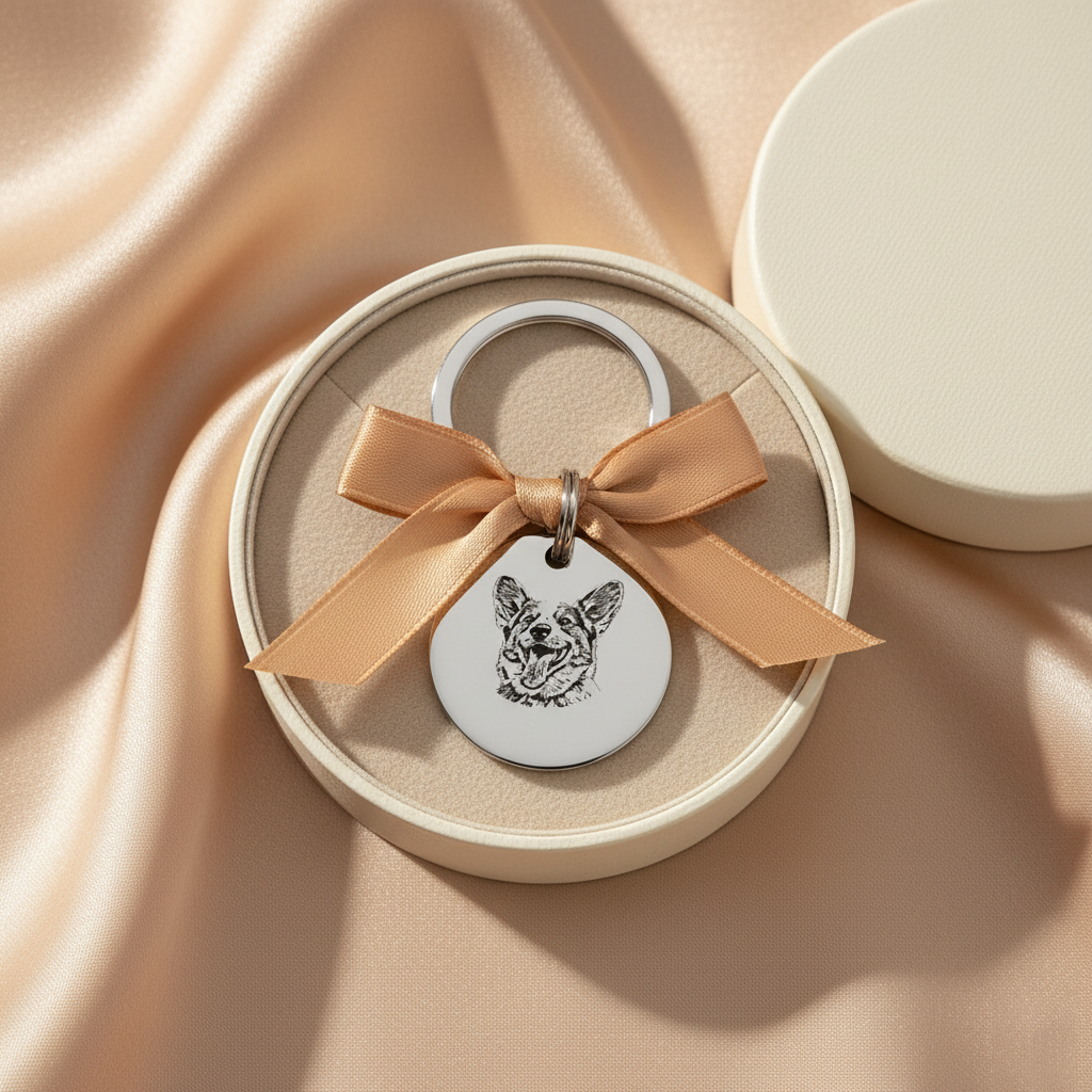 Custom Pet Portrait & Name Keychain – Personalized Pet Memorial