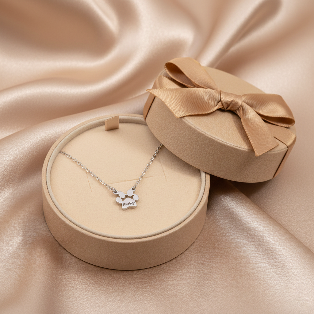 Custom Paw with Name Necklace – Personalized Pet Memorial