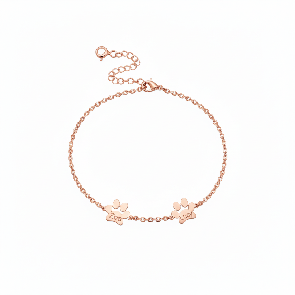 Custom Paw Name Bracelet – Personalized Pet Memorial