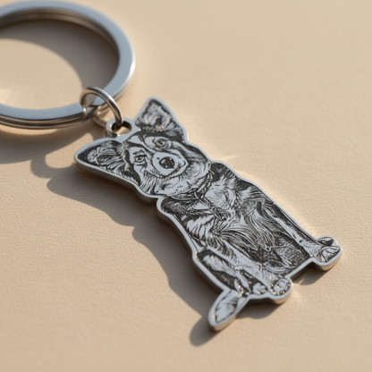 Custom Pet Outline & Name Keychain – Personalized Pet Memorial