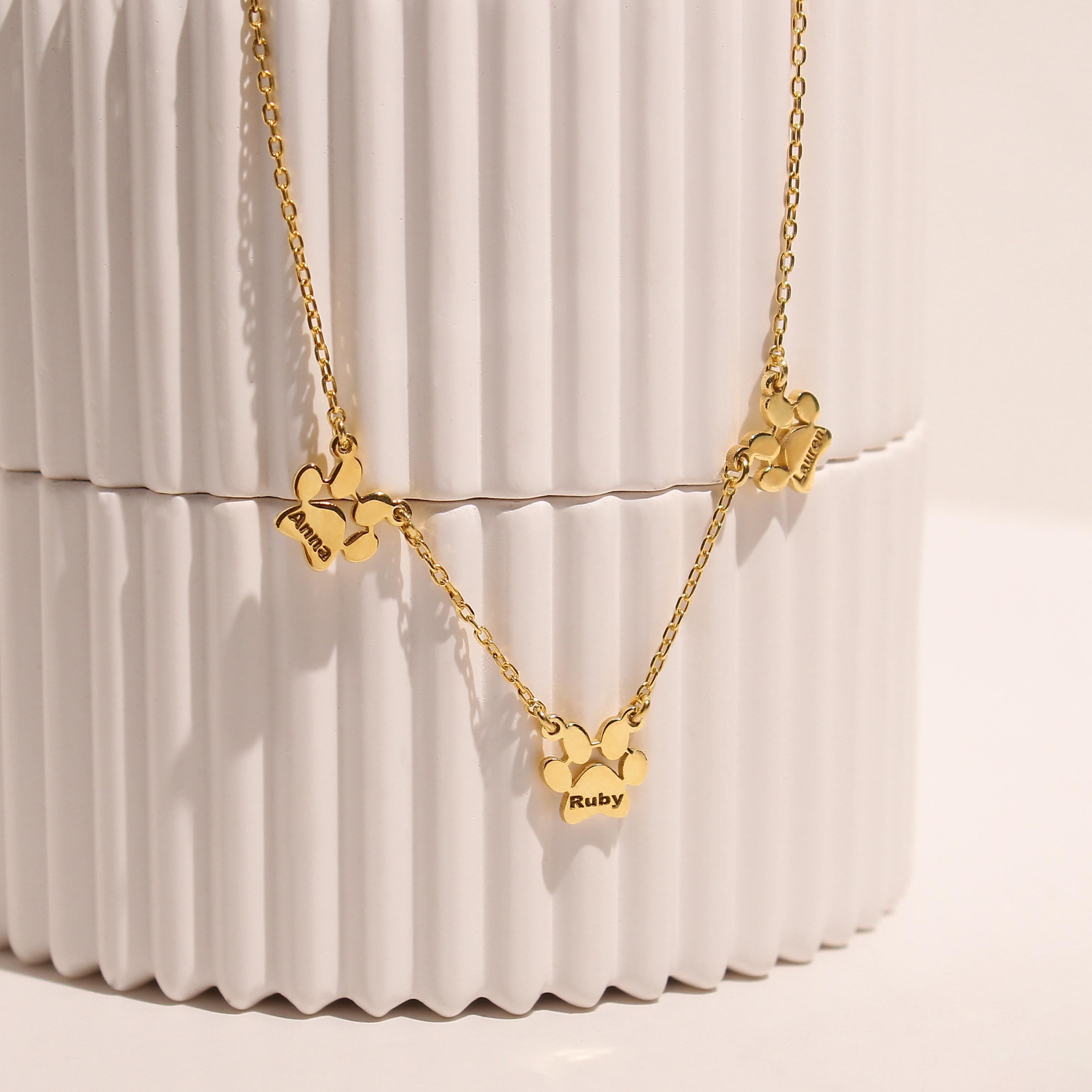 Custom Paw with Name Necklace – Personalized Pet Memorial