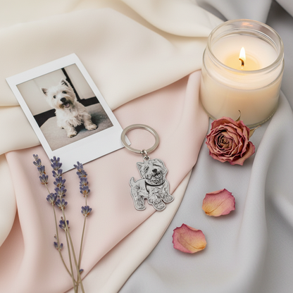 Custom Pet Outline & Name Keychain – Personalized Pet Memorial