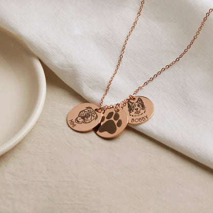 Custom Pet Portrait & Name Necklace – Personalized Pet Memorial