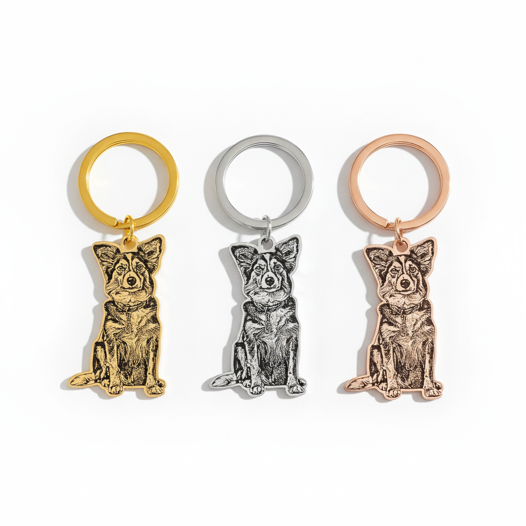 Custom Pet Outline & Name Keychain – Personalized Pet Memorial