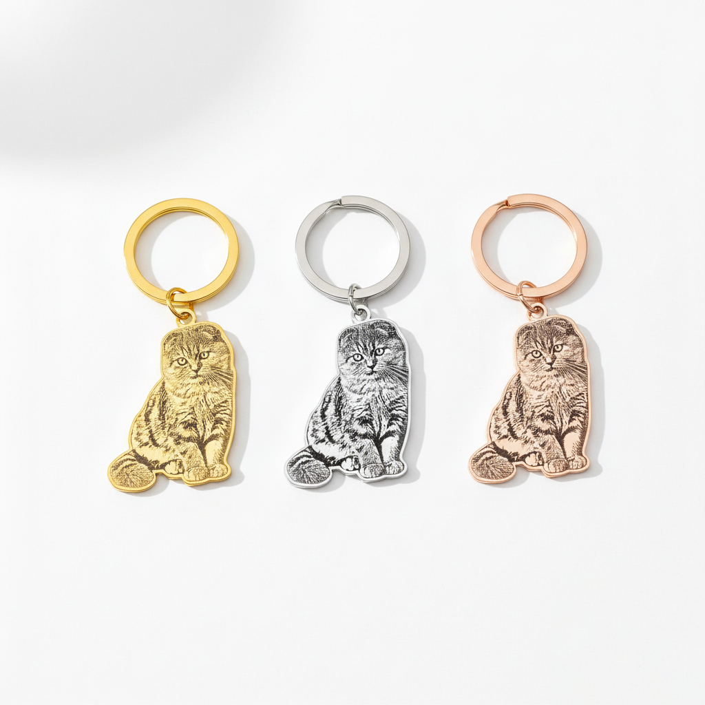 Custom Pet Outline & Name Keychain – Personalized Pet Memorial