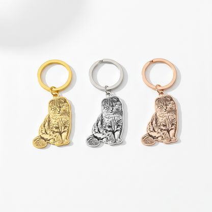 Custom Pet Outline & Name Keychain – Personalized Pet Memorial