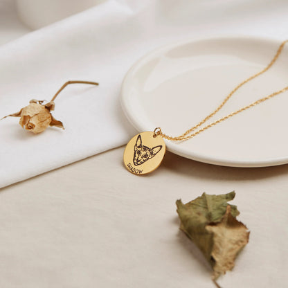 Custom Pet Portrait & Name Necklace – Personalized Pet Memorial