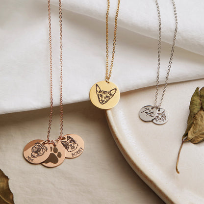 Custom Pet Portrait & Name Necklace – Personalized Pet Memorial