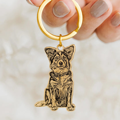 Custom Pet Outline & Name Keychain – Personalized Pet Memorial