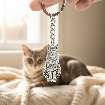 Custom Pet Outline & Name Keychain – Personalized Pet Memorial