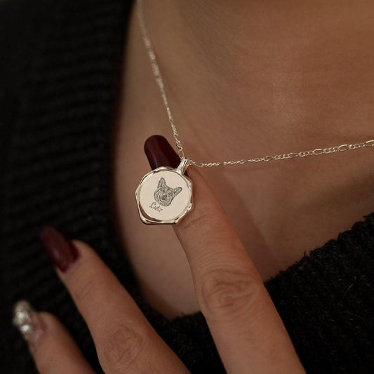 Custom Pet Portrait & Name Necklace – Personalized Pet Memorial